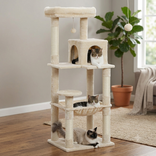 PawPack Cat Tower - multi-level cat tree with sisal scratching posts