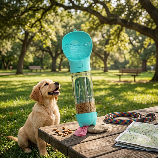 PawPack Travel Dispenser - 2-in-1 dog water bottle and food dispenser